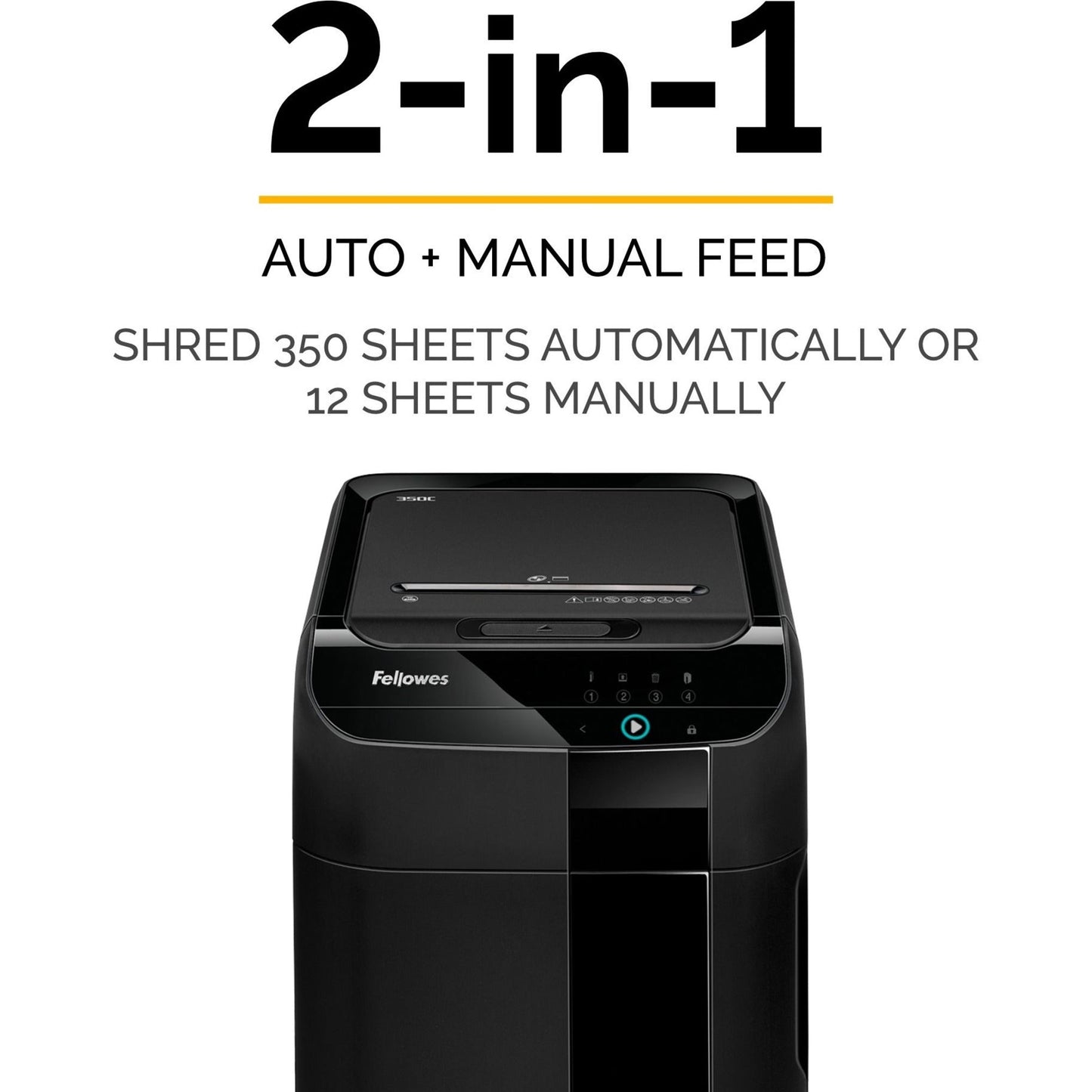 Fellowes&reg; AutoMax&trade; 350C Cross-Cut Commercial Office Auto Feed 2-in-1 Paper Shredder with 350 Sheet Capacity