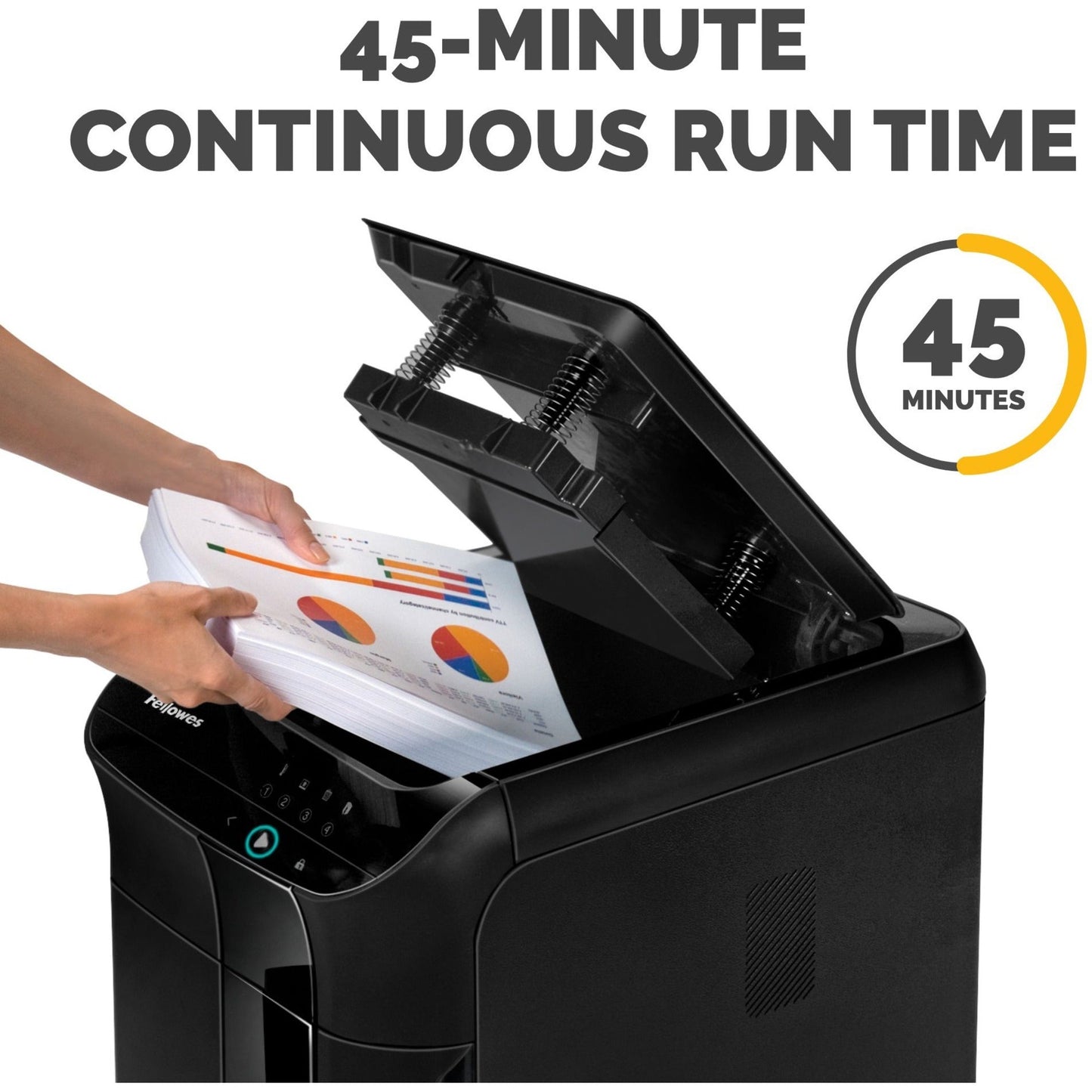 Fellowes&reg; AutoMax&trade; 350C Cross-Cut Commercial Office Auto Feed 2-in-1 Paper Shredder with 350 Sheet Capacity