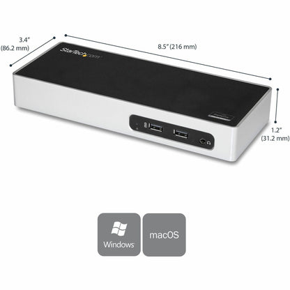 StarTech.com USB 3.0 Docking Station - Dual Monitor Laptop Dock with HDMI & DVI/VGA - 6x USB Type-A Hub GbE - Universal Windows & Mac