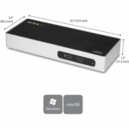 StarTech.com USB 3.0 Docking Station - Dual Monitor Laptop Dock with HDMI & DVI/VGA - 6x USB Type-A Hub GbE - Universal Windows & Mac