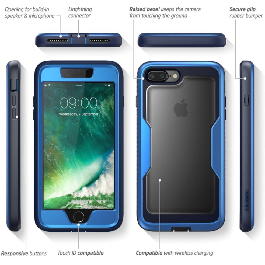 i-Blason Magma Carrying Case (Holster) Apple iPhone 8 Plus Smartphone - Blue