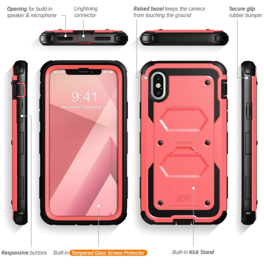i-Blason Armorbox Carrying Case (Holster) Apple iPhone X Smartphone - Pink