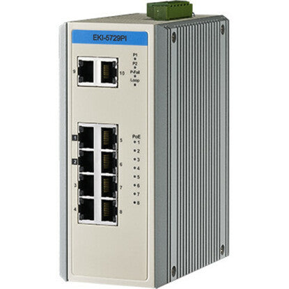 Advantech 8GE PoE+2G Unmanaged Ethernet Switch IEEE802.3af/at E-Mark 12V~24VDC -40~75?