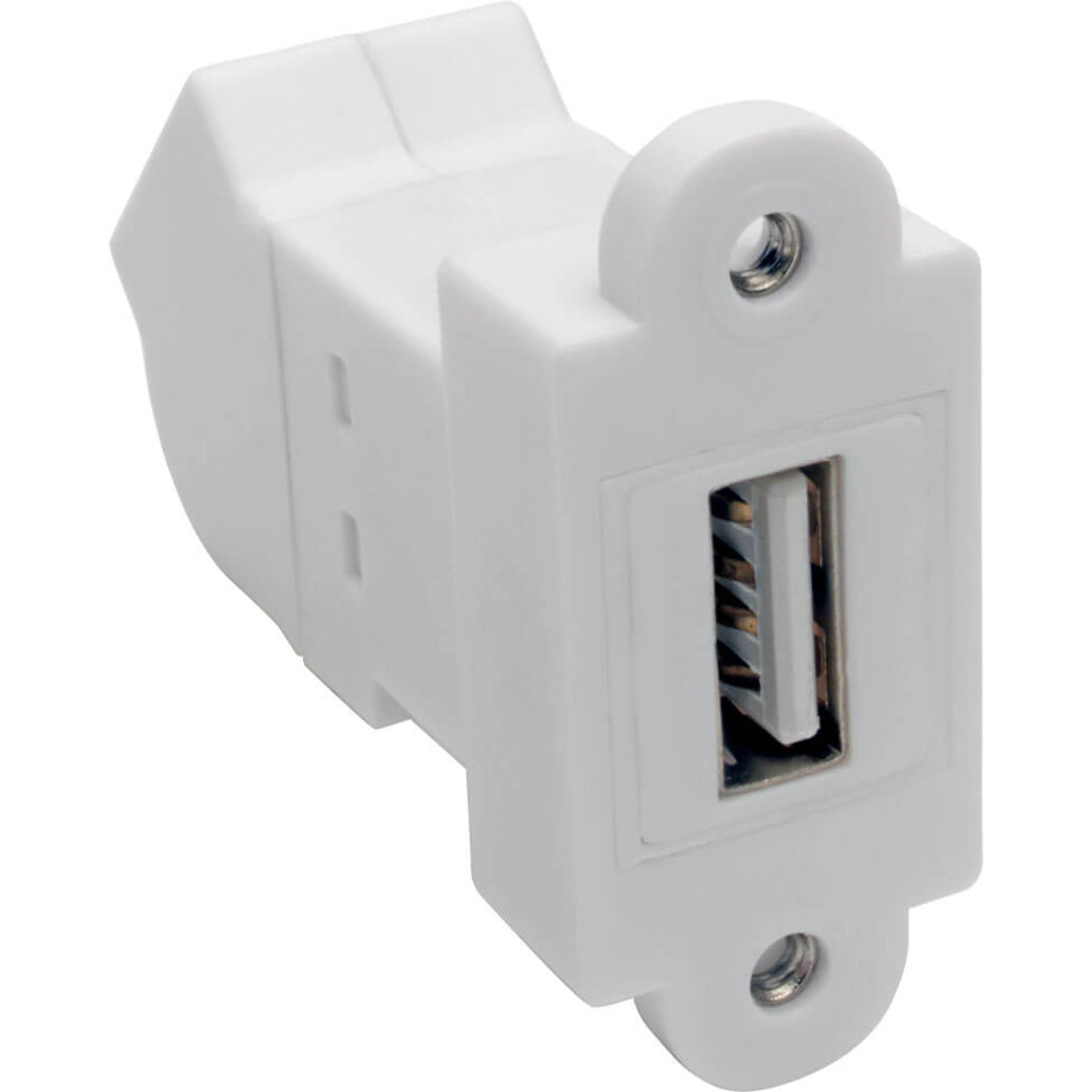 Tripp Lite USB 2.0 All-in-One Keystone/Panel Mount Angled Coupler (F/F) White