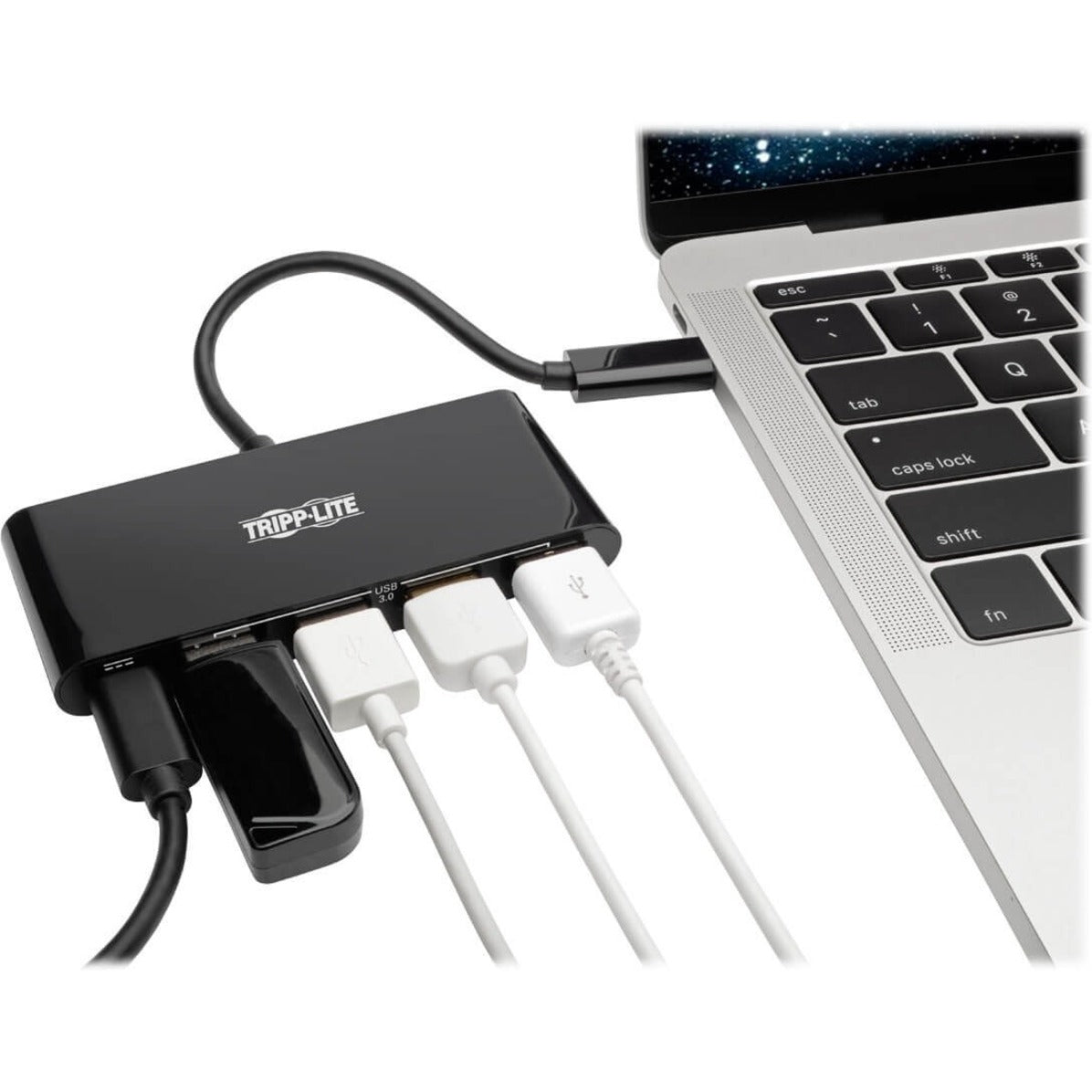 Tripp Lite 4-Port USB-C Hub with Power Delivery USB-C to 4x USB-A Ports USB 3.0 Black