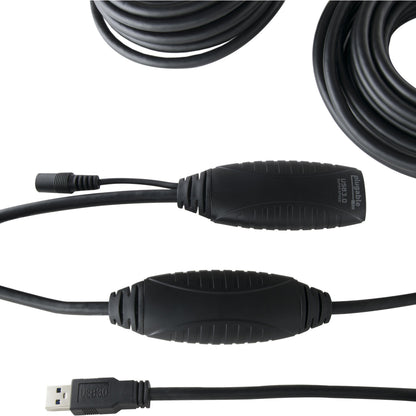 Plugable 10 Meter (32 Foot) USB 3.0 Active Extension Cable with AC Power Adapter and Back-Voltage Protection