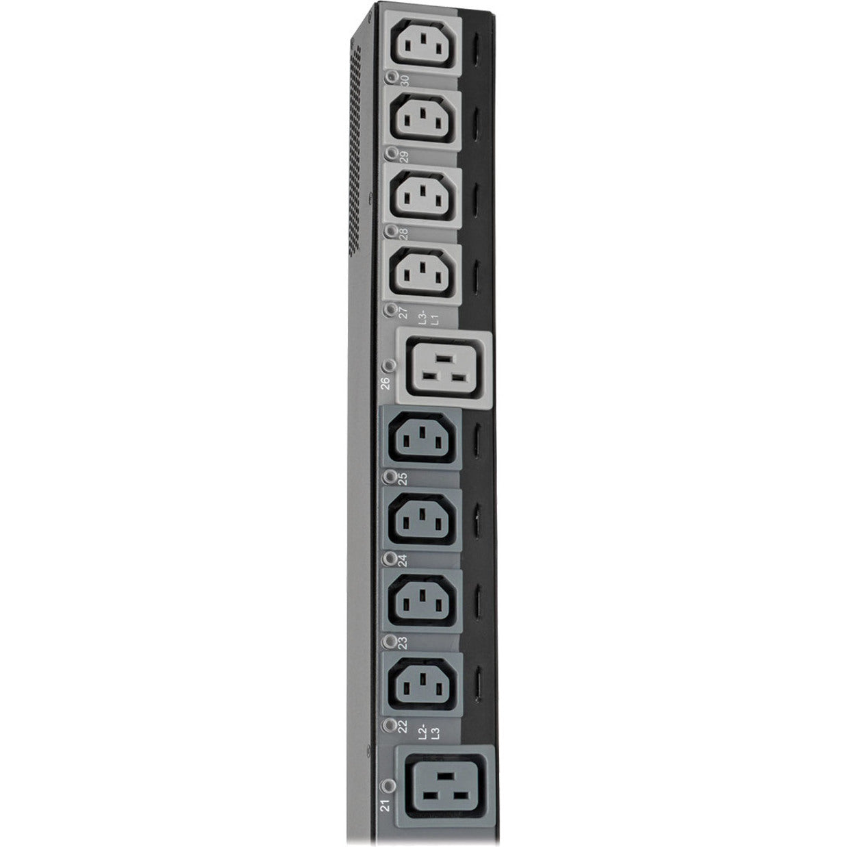 Tripp Lite 10kW 200-240V 3PH Switched PDU LX Interface Gigabit 30 Outlets L21-30P Input LCD 1.8 m Cord 0U 1.8 m Height TAA