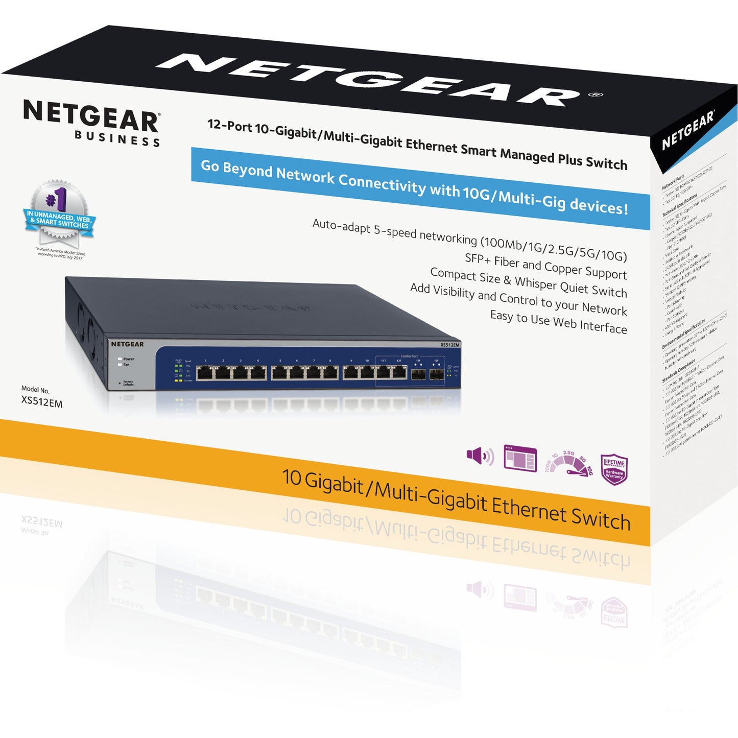 Netgear 12-Port 10-Gigabit/Multi-Gigabit Ethernet Smart Managed Plus Switch (XS512EM)
