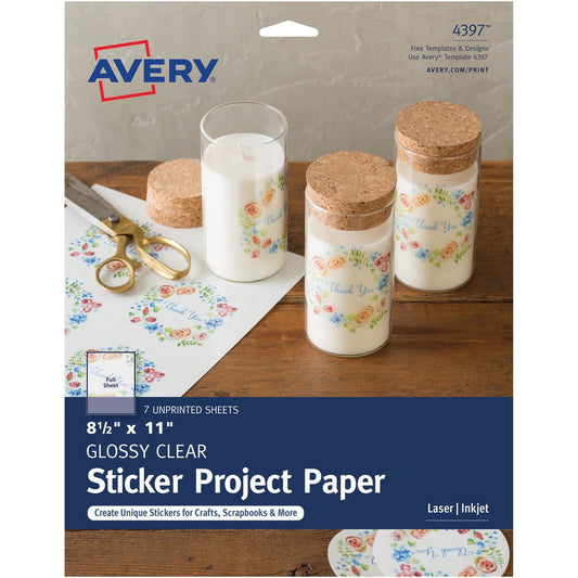 Avery&reg; Inkjet Printable Adhesive Paper - Glossy Clear