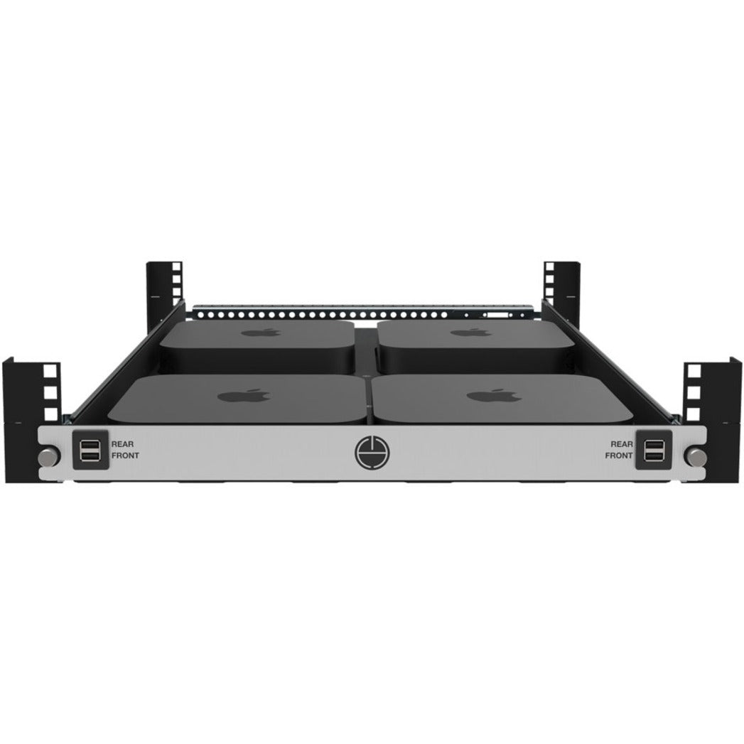 Rack Solutions 1U Mini Rack Access Tool-Less Shelf for Four Apple Mac Mini with USB