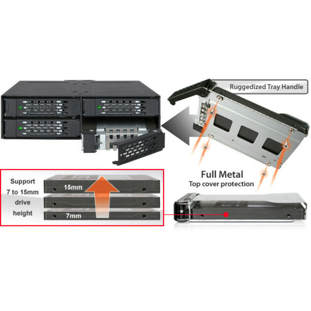 Icy Dock ToughArmor MB607SP-B Drive Enclosure for 5.25" - Serial ATA/600 Host Interface Internal - Black