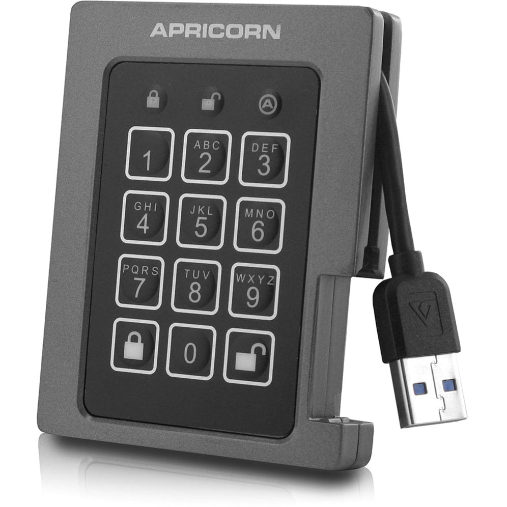 Apricorn Aegis Padlock ASSD-3PL256-1TBF 1 TB Solid State Drive - 2.5" Internal - Black - TAA Compliant