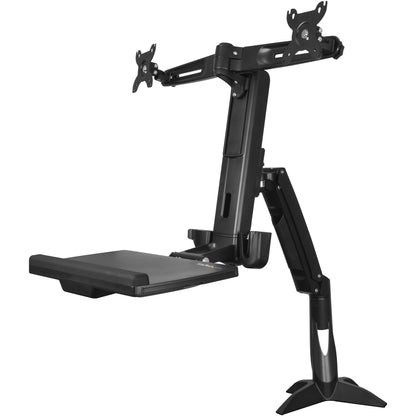 StarTech.com Sit Stand Dual Monitor Arm - Desk Mount Standing Computer Workstation 24" Displays - Adjustable Stand Up Arm w/ Keyboard Tray