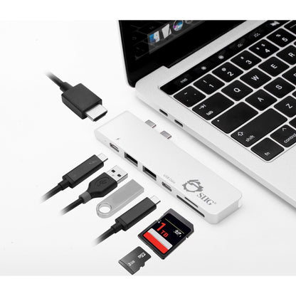 SIIG Thunderbolt 3 USB-C Hub HDMI with Card Reader & PD Adapter - Silver