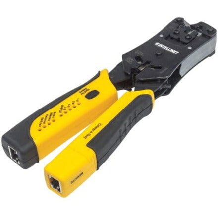 Intellinet Network Solutions Universal Modular Plug Crimping Tool and Cable Tester - Cuts Strips Terminates and Tests