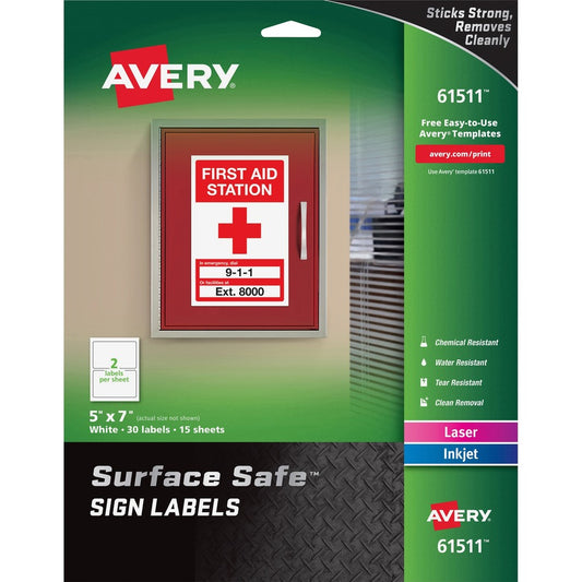 Avery&reg; 5"x7" Removable Label Safety Signs