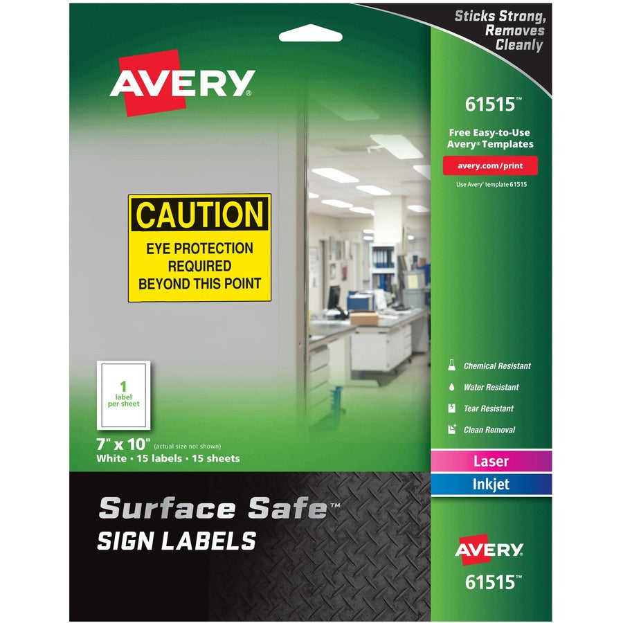 Avery&reg; 7"x10" Removable Label Safety Signs