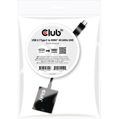 Club 3D USB 3.1 Type C to HDMI 2.0 UHD 4K 60HZ Active Adapter