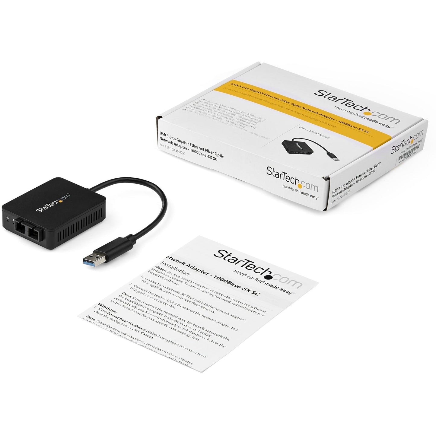 StarTech.com USB to Fiber Optic Converter - 1000Base-SX SC - USB 3.0 to Gigabit Ethernet Network Adapter - 550m MM - Windows / Mac / Linux