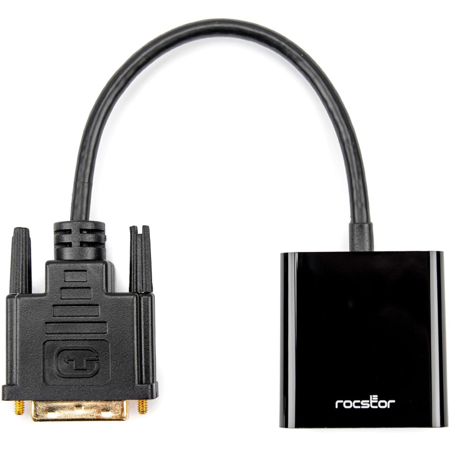 Rocstor Premium DVI-D to VGA Active Adapter - Resolutions up to 1920x1200 - DVI/VGA for Monitor Projector Video Device Notebook Desktop Computer 6 Inch - 1 Pack - 1 x DVI-D - 1 x HD-15 Female VGA - Black - DVI-D TO VGA CONVERTER ADAPTER 1920X1200