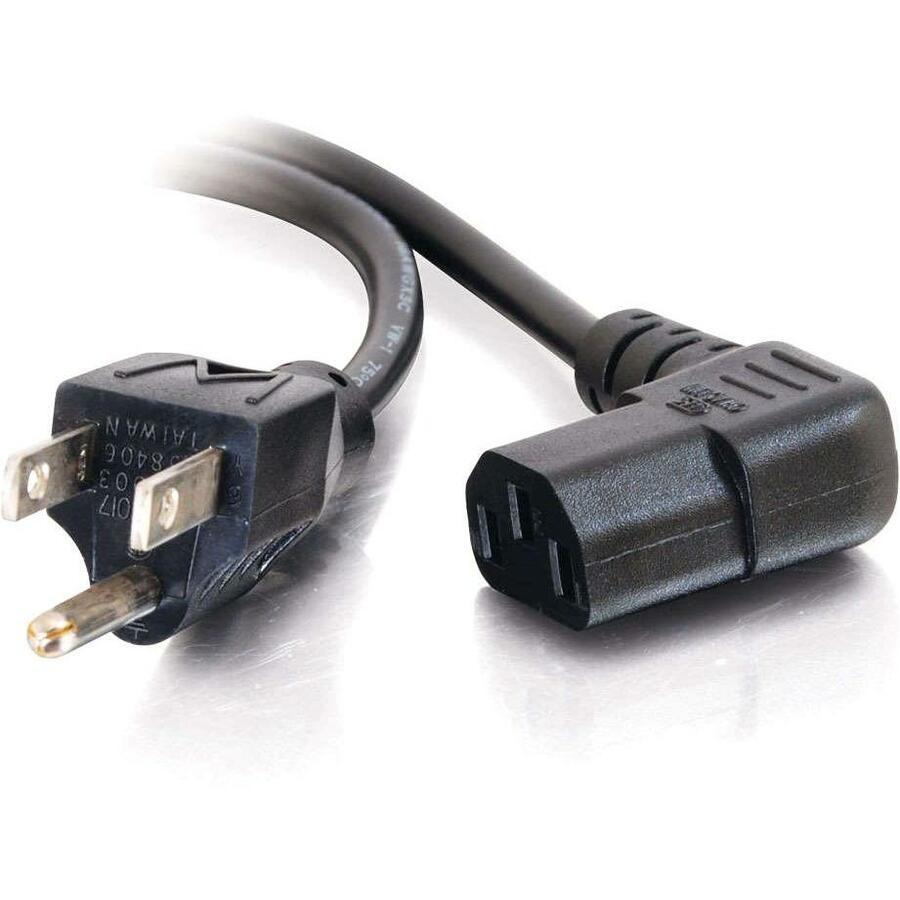 C2G Universal Power Cord - Right Angle - 18 AWG - NEMA 5-15P to IEC320C13R