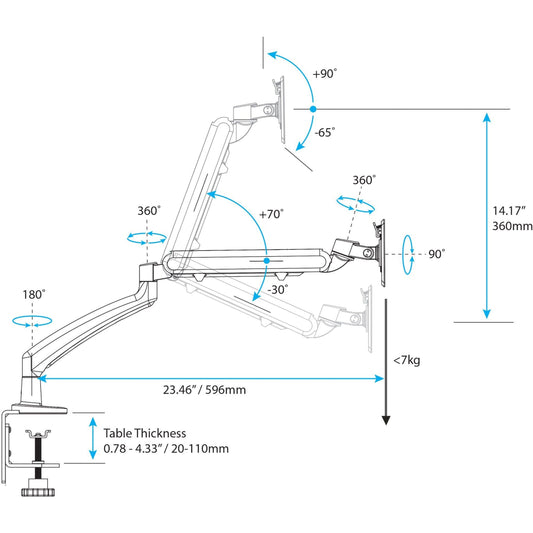 StarTech.com Sit-Stand Desk Converter with Monitor Arm - Up to 26" Monitor - 35&acirc;&euro;Â Wide Work Surface - Height Adjustable Standing Desk Converter