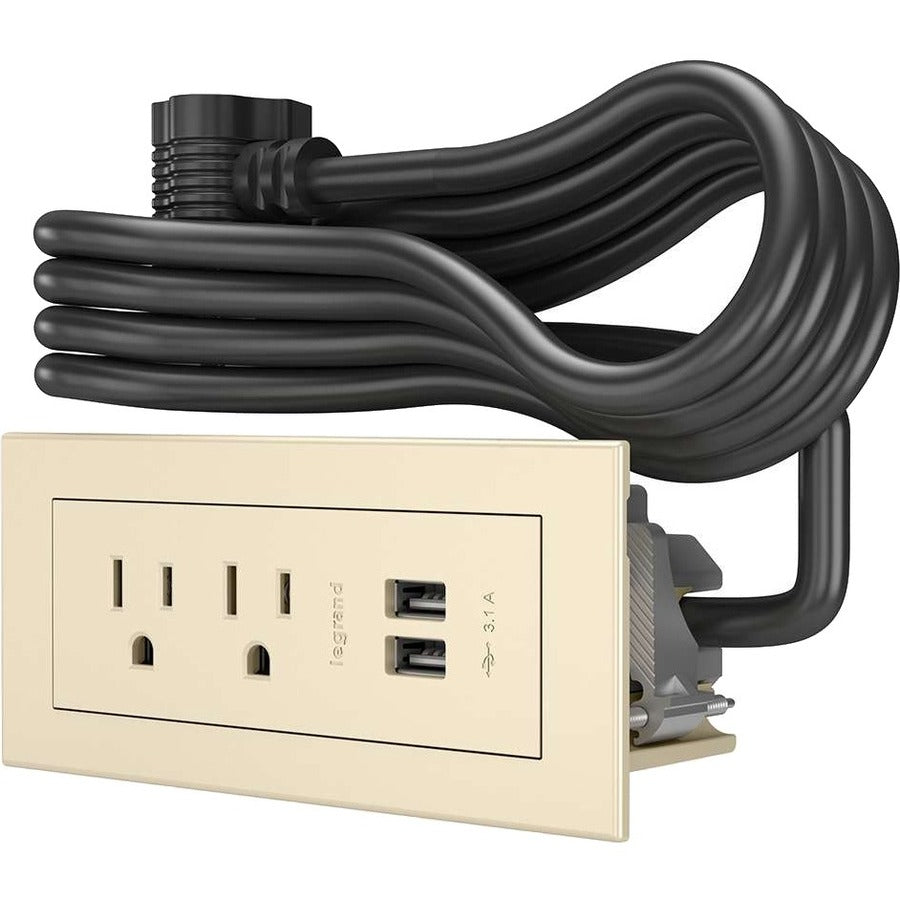 Wiremold Wiremold Radiant Furniture Power Center (2) Outlet (2) USB White