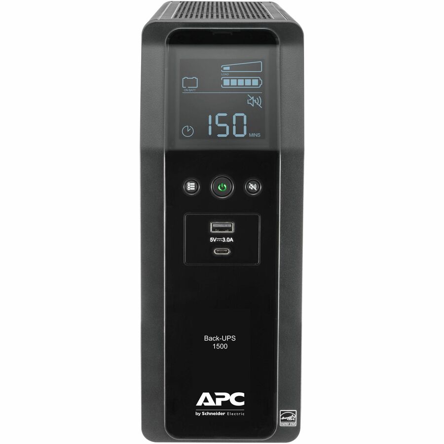 APC by Schneider Electric Back-UPS Pro BN 1500VA 10 Outlets 2 USB Charging Ports AVR LCD Interface