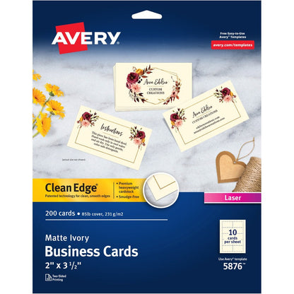 Avery&reg; Business Cards Ivory True Print(R) Two-Sided Printing 2" x 3-1/2"  200 Cards