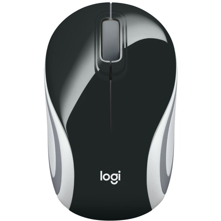 Logitech Wireless Mini Mouse M187 Ultra Portable 2.4 GHz with USB Receiver 1000 DPI Optical Tracking 3-Buttons PC / Mac / Laptop - Black (with White Stripe)