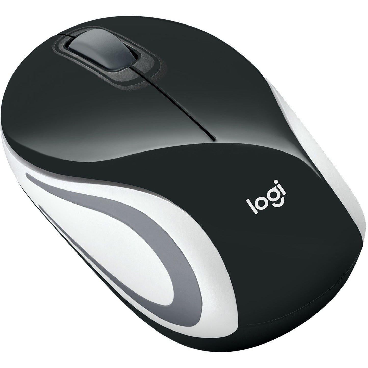 Logitech Wireless Mini Mouse M187 Ultra Portable 2.4 GHz with USB Receiver 1000 DPI Optical Tracking 3-Buttons PC / Mac / Laptop - Black (with White Stripe)