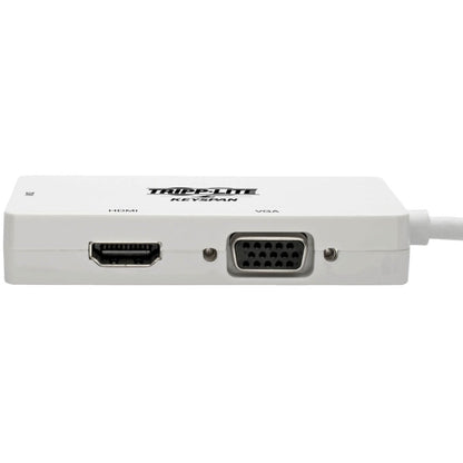 Tripp Lite Keyspan Mini DisplayPort to VGA/DVI/HDMI All-in-One Video Converter Adapter 4K 30Hz HDMI DP1.2 White 6-in. (15.24 cm)
