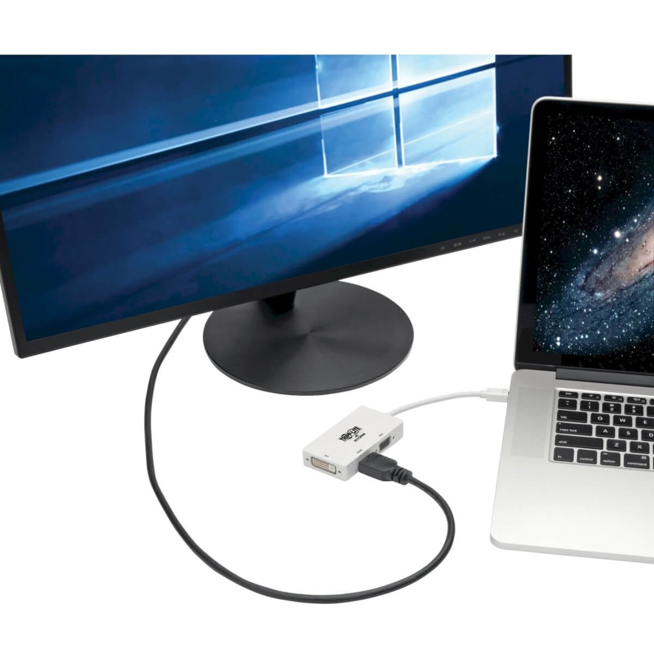 Tripp Lite Keyspan Mini DisplayPort to VGA/DVI/HDMI All-in-One Video Converter Adapter 4K 30Hz HDMI DP1.2 White 6-in. (15.24 cm)