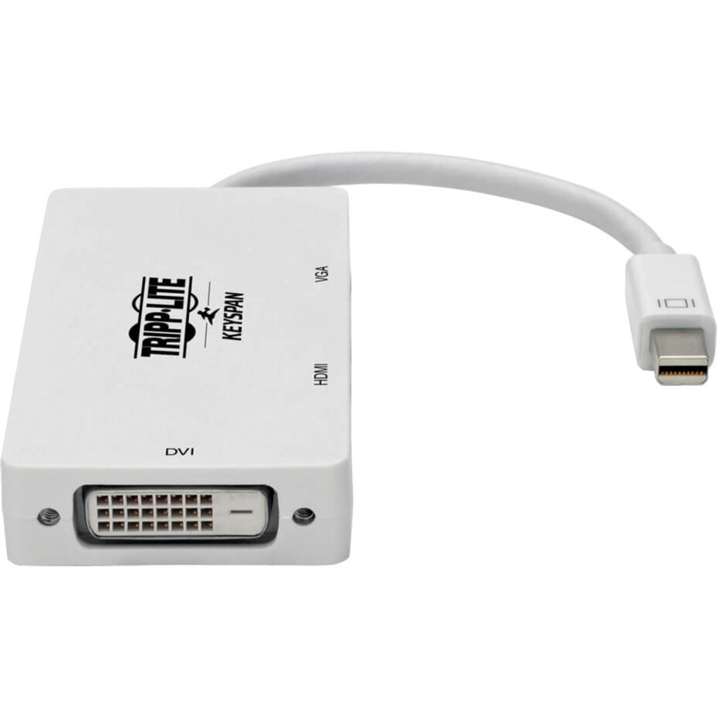 Tripp Lite Keyspan Mini DisplayPort to VGA/DVI/HDMI All-in-One Video Converter Adapter 4K 30Hz HDMI DP1.2 White 6-in. (15.24 cm)