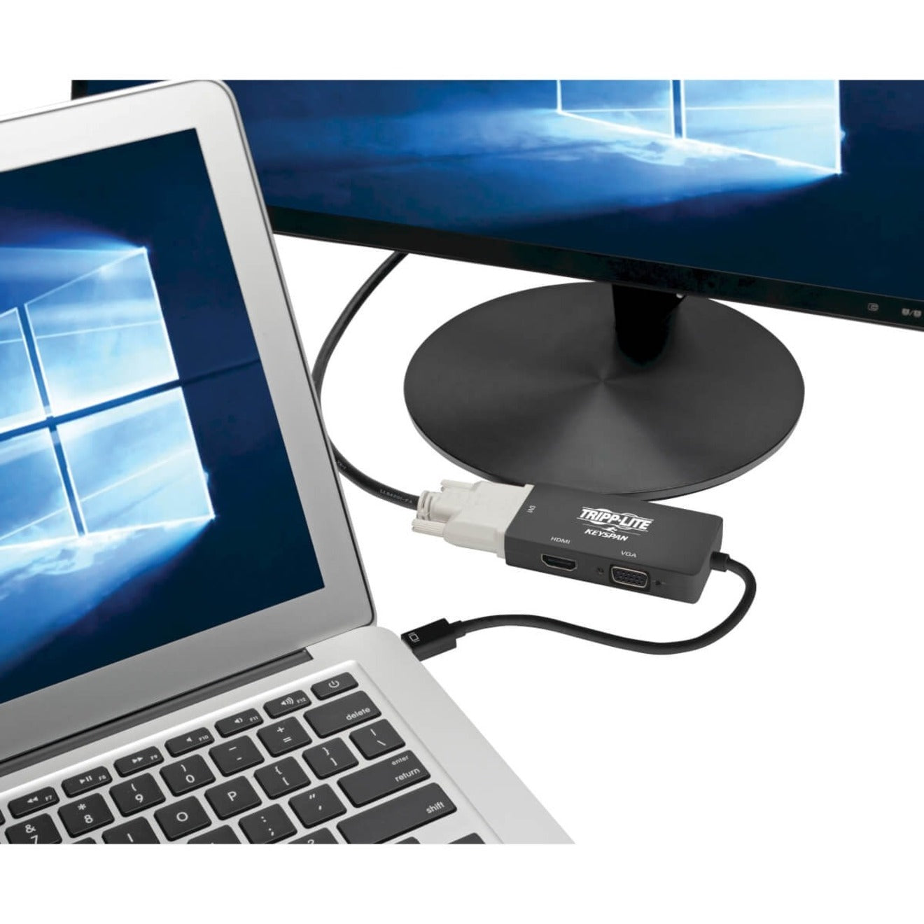 Tripp Lite Keyspan Mini DisplayPort to VGA/DVI/HDMI All-in-One Video Converter Adapter 4K 60 Hz HDMI DP 1.2 Black 6 in.