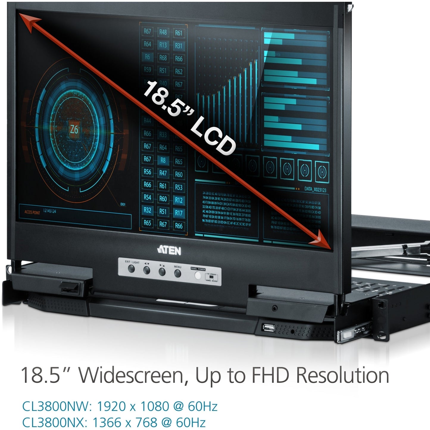 ATEN CL3800 LCD KVM Console with Standard Rack Mount Kit-TAA Compliant