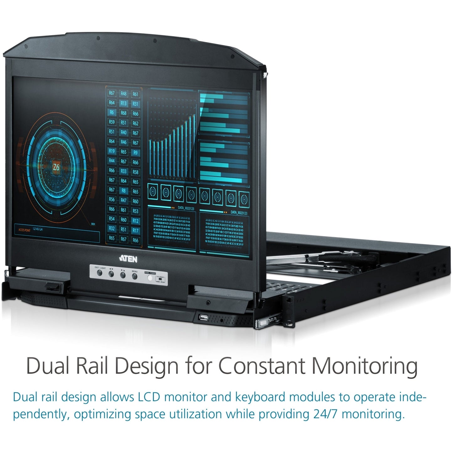 ATEN CL3800 LCD KVM Console with Standard Rack Mount Kit-TAA Compliant