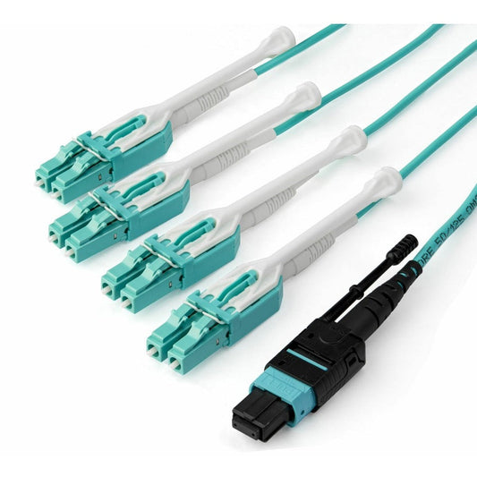 StarTech.com 1m (3ft) MTP(F)/PC to 4x LC/PC Duplex Breakout OM3 Multimode Fiber Optic Cable OFNP 40G 8F Type-A