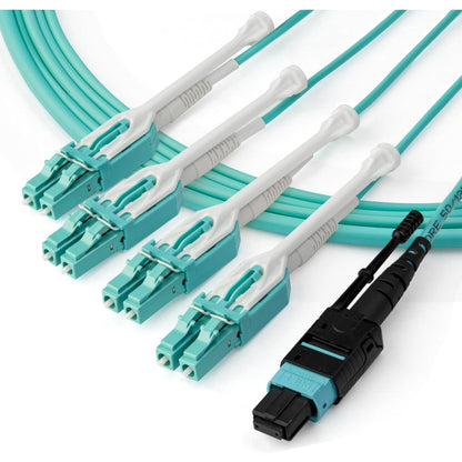 StarTech.com 1m (3ft) MTP(F)/PC to 4x LC/PC Duplex Breakout OM3 Multimode Fiber Optic Cable OFNP 40G 8F Type-A