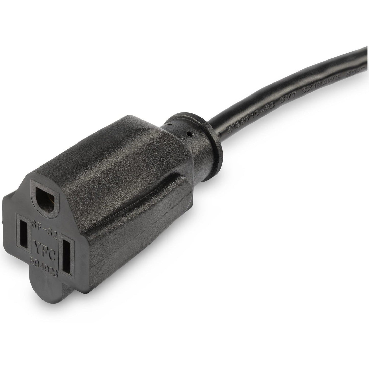 StarTech.com 1.5ft (0.45m) Power Extension Cord Flat NEMA 5-15P to NEMA 5-15R 10A 125V 18AWG Black Flat Outlet Extension Cable