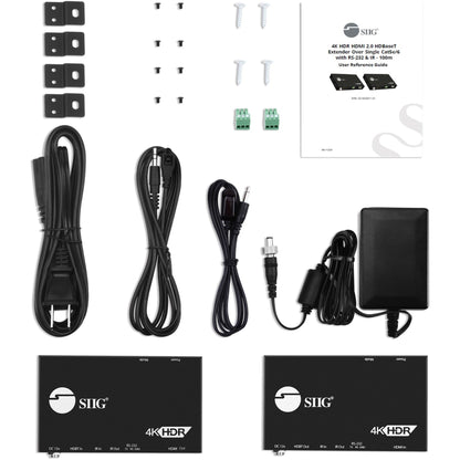 SIIG 4K HDR HDMI 2.0 HDBaseT Extender Over Single Cat5e/6 with RS-232 & IR - 100m