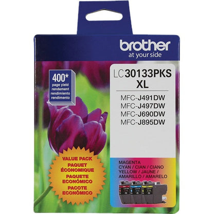 Brother LC30133PKS Original High Yield Inkjet Ink Cartridge - Tri-pack - Cyan Magenta Yellow - 2 / Pack