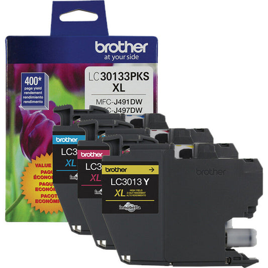 Brother LC30133PKS Original High Yield Inkjet Ink Cartridge - Tri-pack - Cyan Magenta Yellow - 2 / Pack