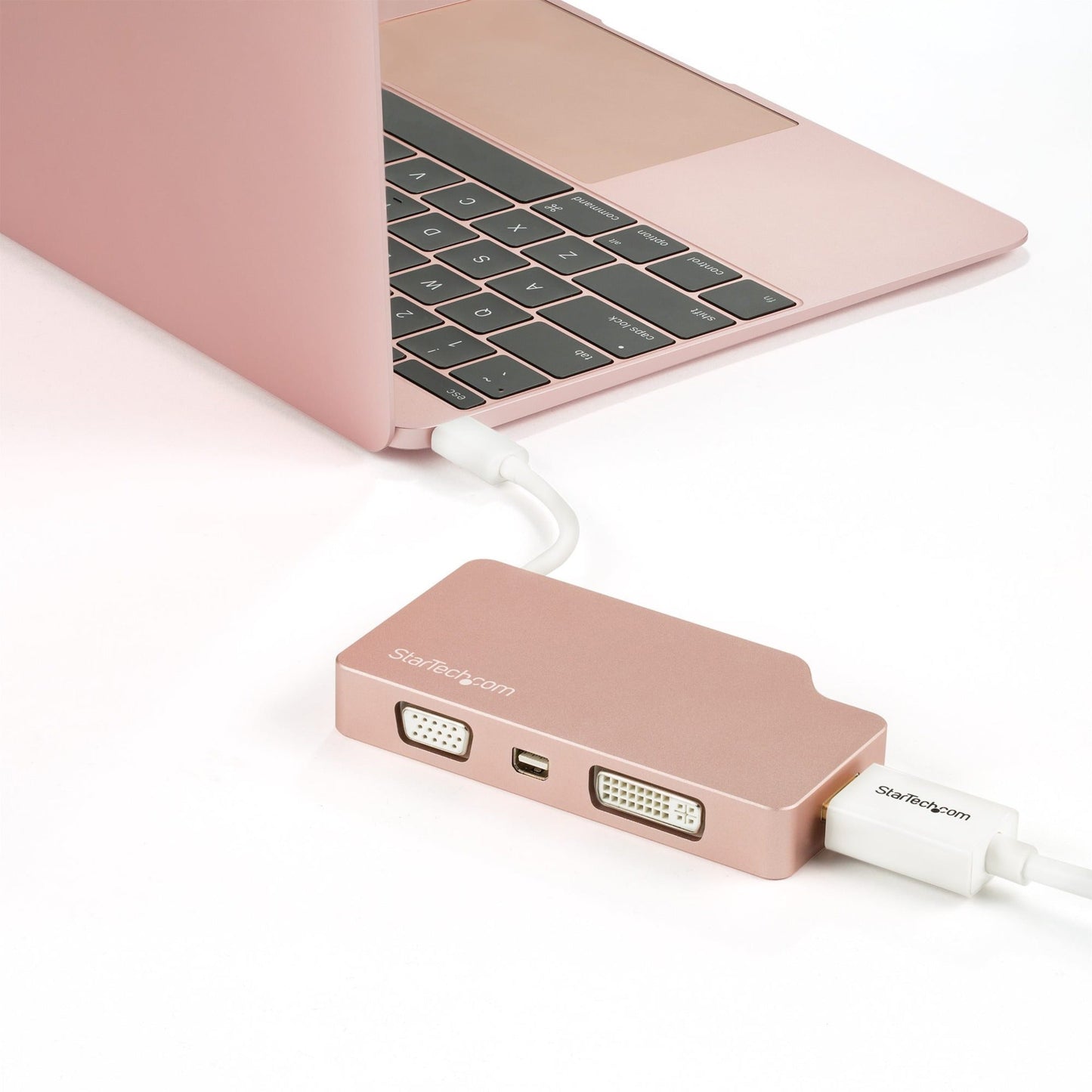 StarTech.com USB C Multiport Video Adapter 4K/1080p - USB Type C to HDMI VGA DVI or Mini DisplayPort Monitor Adapter - Rose Gold