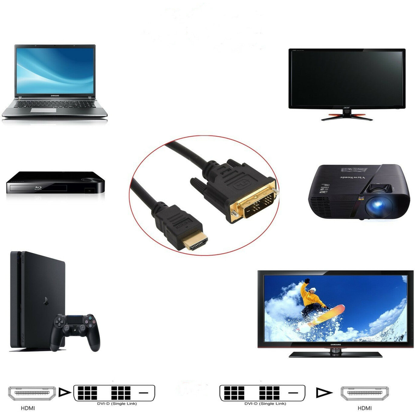 4XEM HDMI to DVI-D Cable 6ft