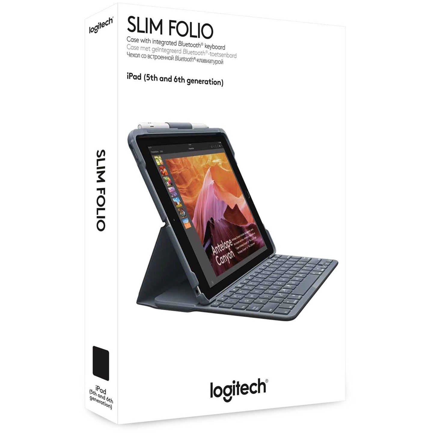 Logitech SLIM FOLIO Keyboard/Cover Case (Folio) Apple Logitech iPad (5th Generation) iPad (6th Generation) Tablet - Black