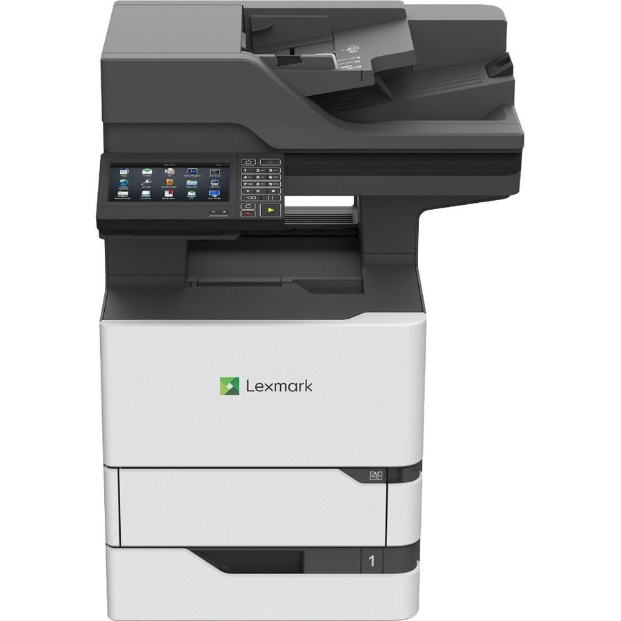 Lexmark MX720 MX721adhe Laser Multifunction Printer-Monochrome-Copier/Fax/Scanner-65 ppm Mono Print-1200x1200 Print-Automatic Duplex Print-300000 Pages Monthly-650 sheets Input-Color Scanner-600 Optical Scan-Monochrome Fax-Gigabit Ethernet