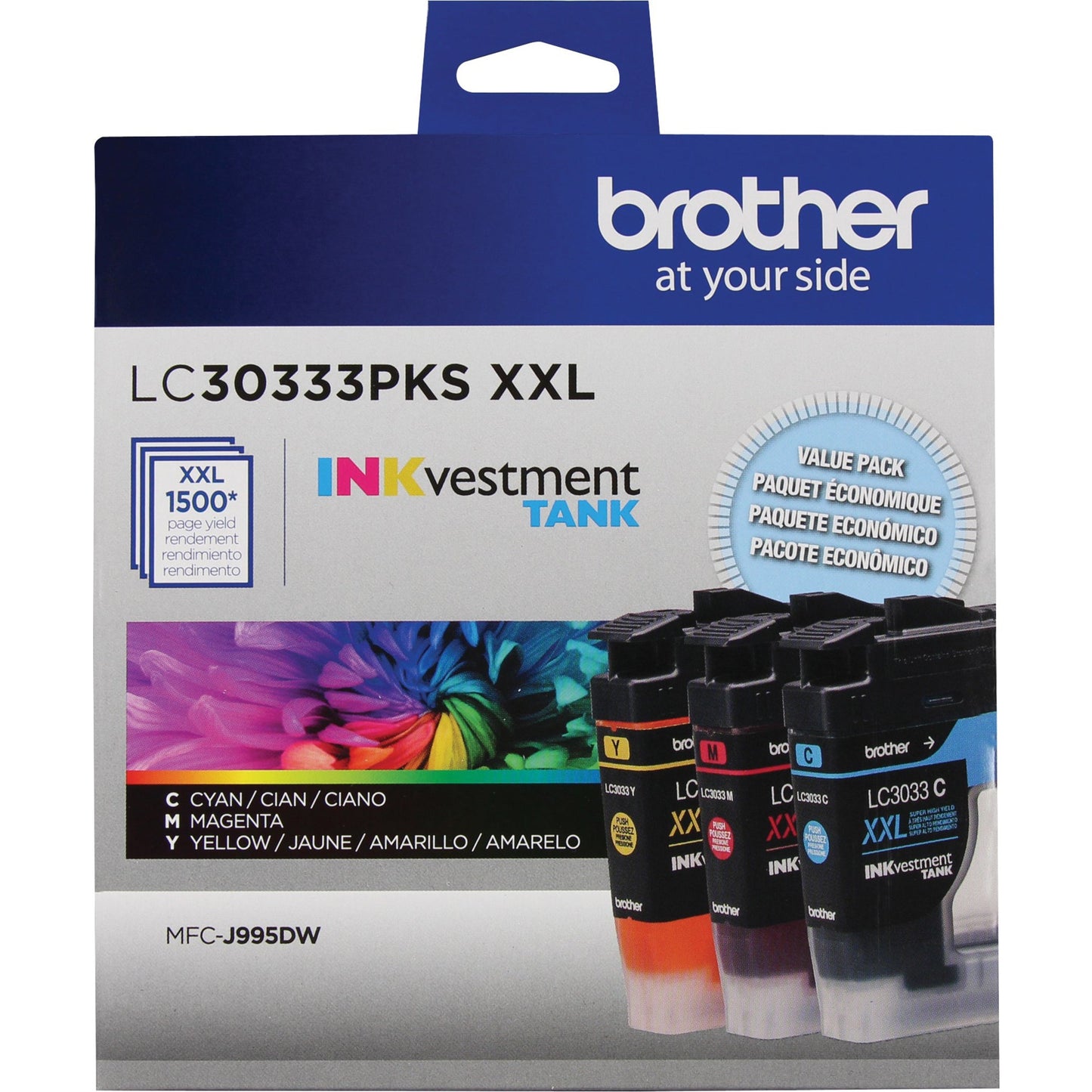 Brother Genuine LC30333PKS 3-Pack Super High-yield Color INKvestment Tank Ink Cartridges