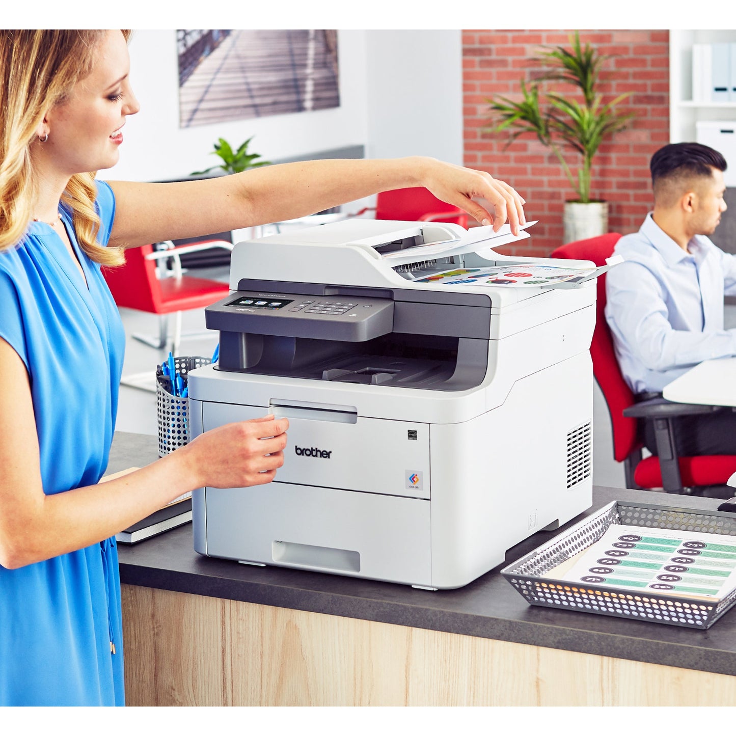 Brother MFC-L3710CW Compact Digital Color All-in-One Printer Providing Laser Quality Results with Wireless