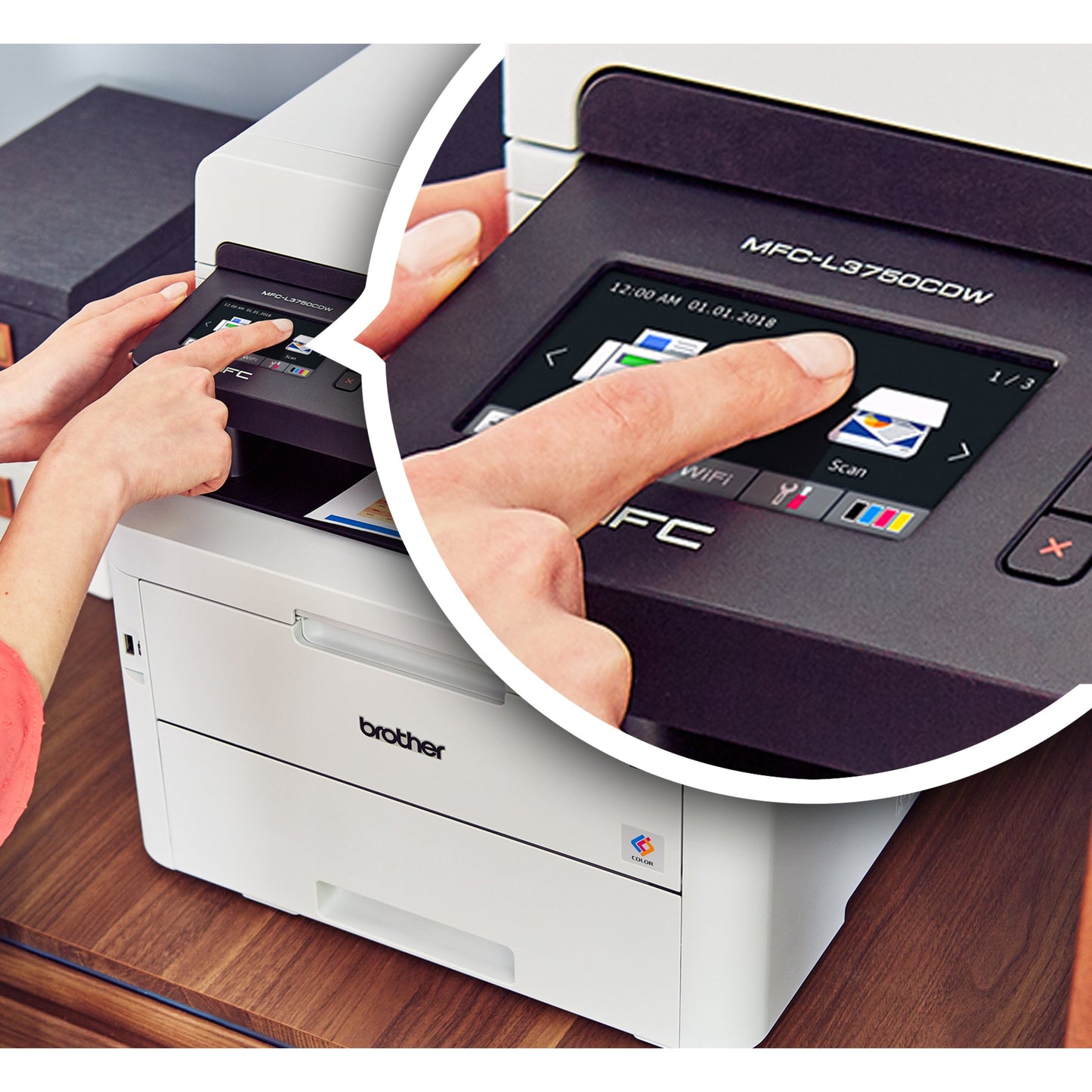 Brother MFC-L3750CDW Compact Digital Color All-in-One Printer Providing Laser Quality Results with 3.7" Color Touchscreen Wireless and Duplex Printing